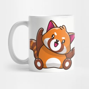 Cute Happy Red Panda Sitting Cartoon Mug